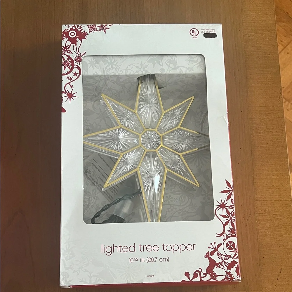 Target Gold and Clear Lighted Tree Topper NWT